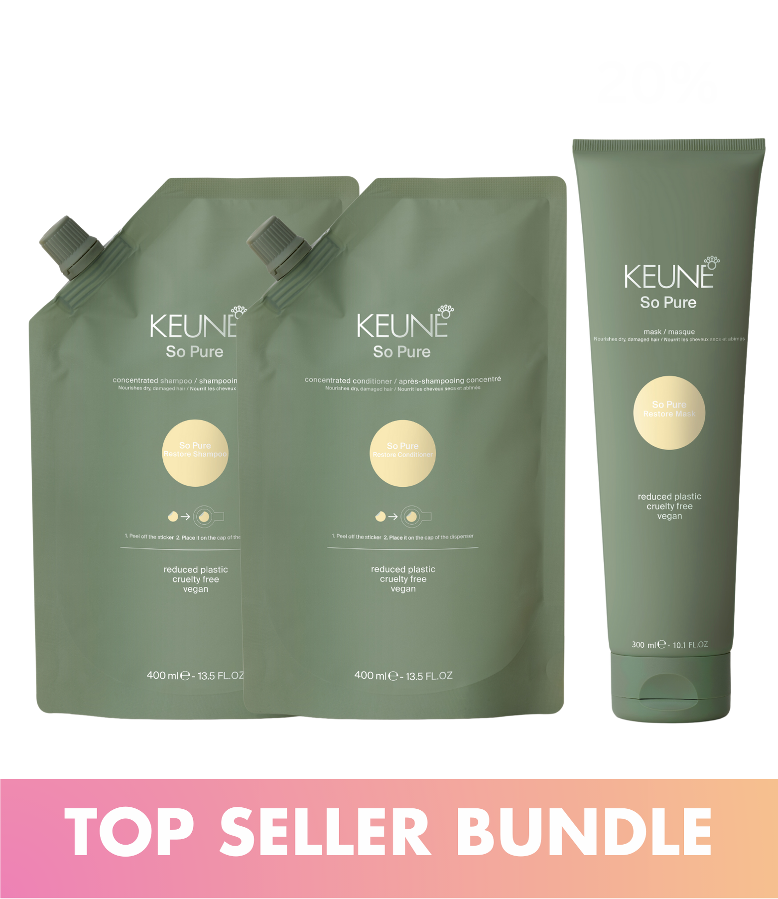 Das So Pure Restore Set bietet vegane Haarpflege mit Shampoo, Conditioner und Maske. Ideal für trockenes, strapaziertes Haar und eine gesunde Kopfhaut.