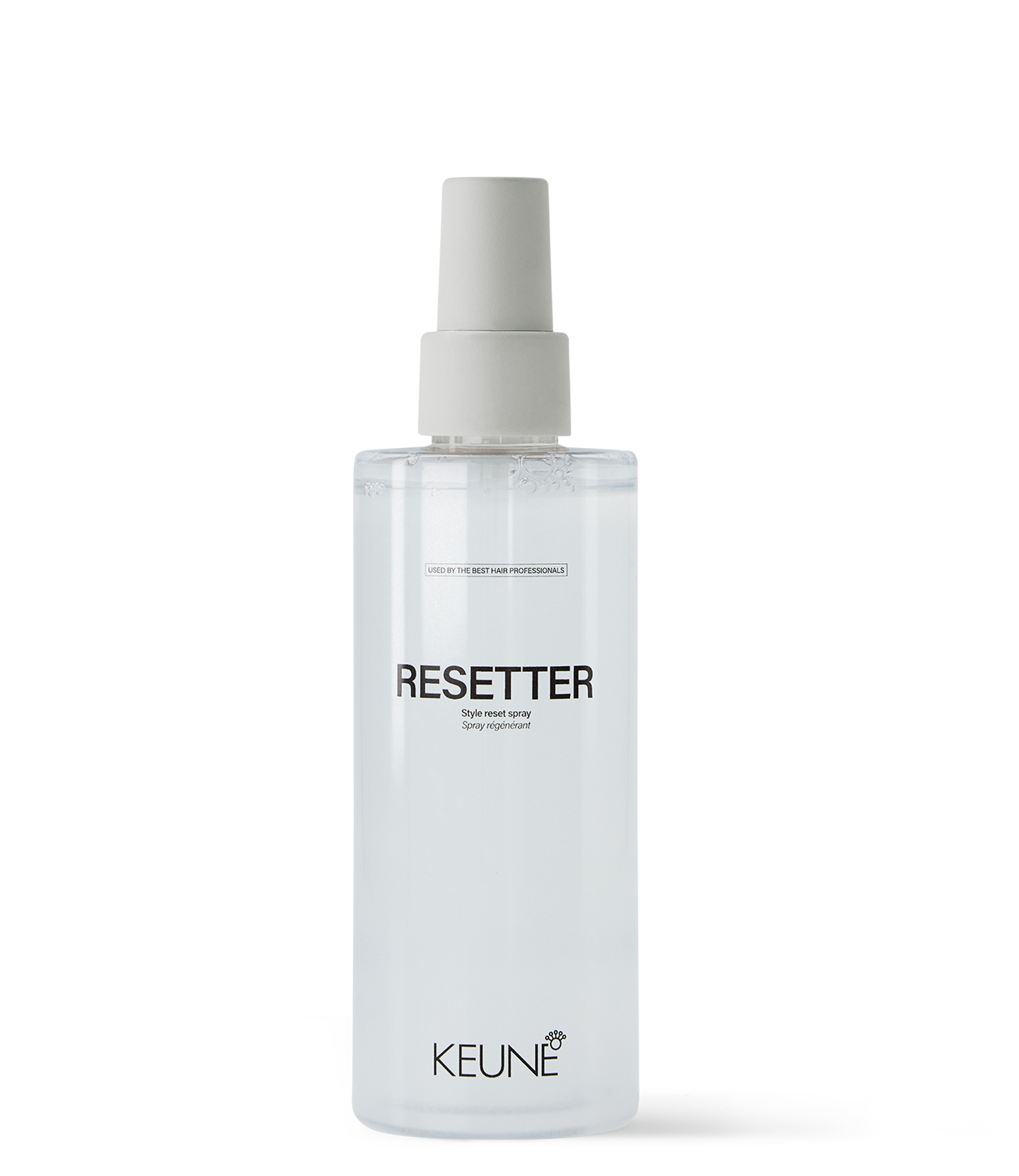 Keune Resetter: Style-Reset-Spray mit Präbiotika, Rosmarin und Betain. Bietet Hitzeschutz bis 230°C und nährt die Kopfhaut