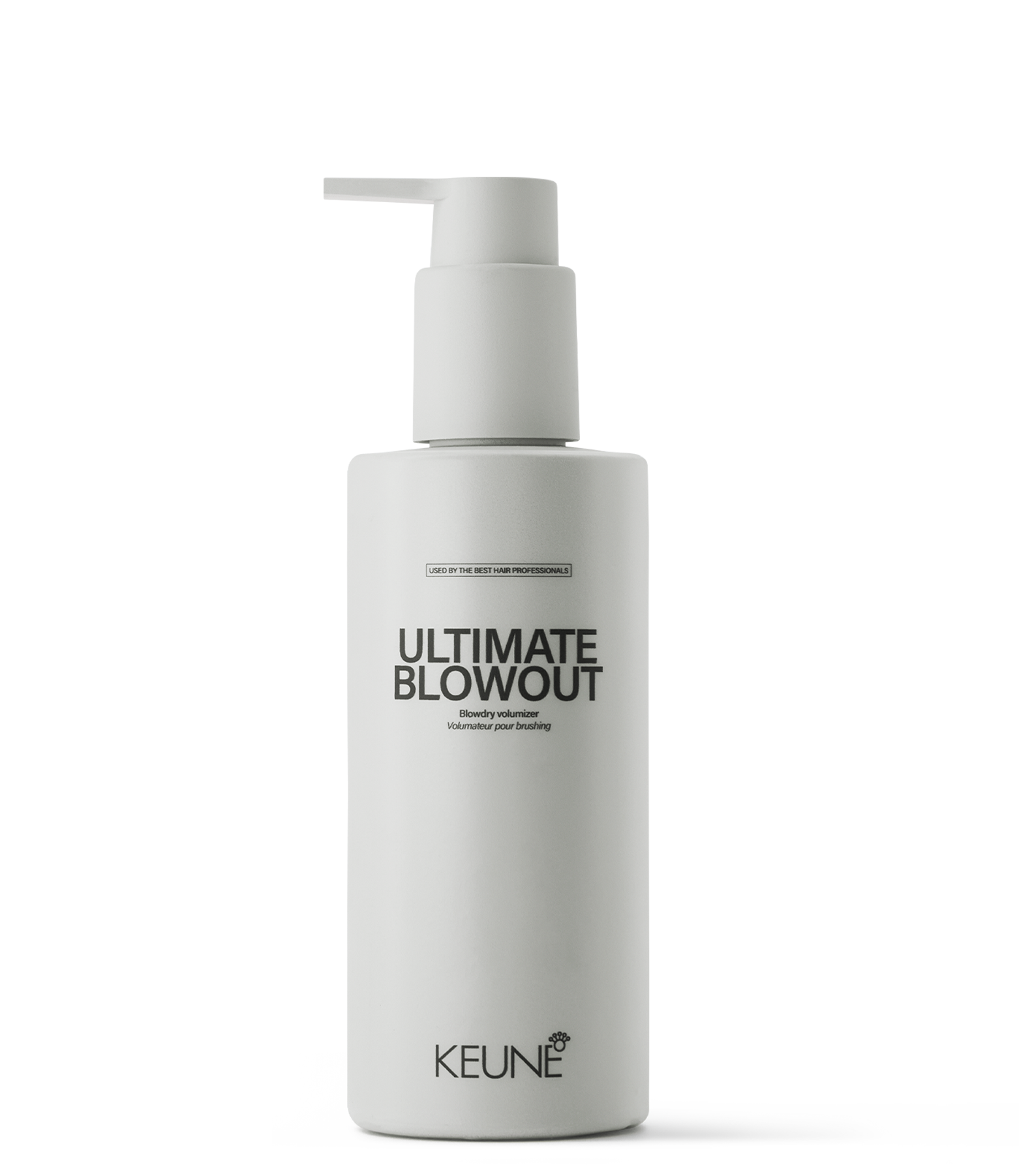 Keune Ultimate Blowout: Hitzeschutzlotion für voluminöses, glänzendes Haar und Frizz-Kontrolle.