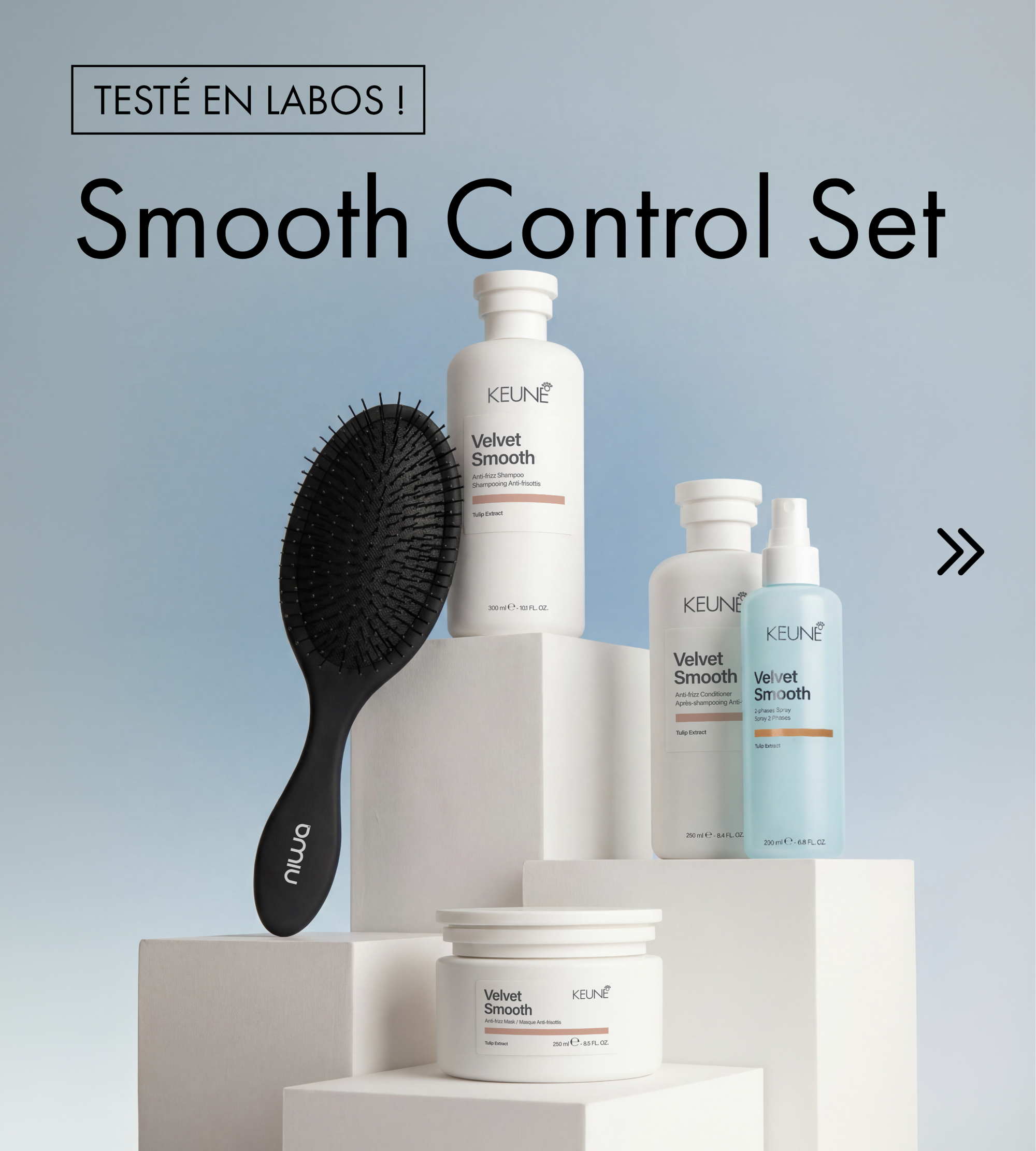  les Smooth Control Set de Keune  pour des cheveux lisses et soyeux. 